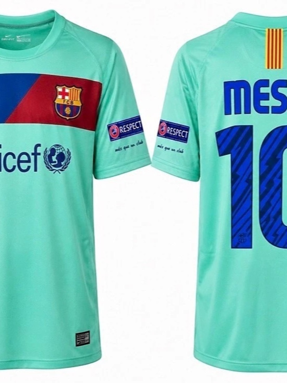 FC Barcelona Lionel Messi #10 FC Barcelona jersey Soccer Jersey in Green & Blue
